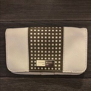 Henri Bendel White and Brown Clutch